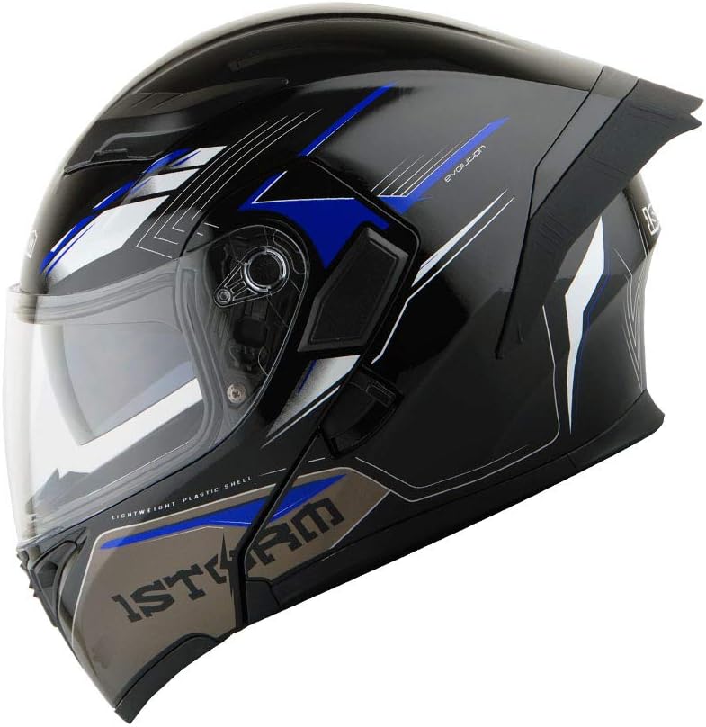 1Storm Motorcycle Modular Full Face Helmet Flip up Dual Visor Sun Shield: HB89