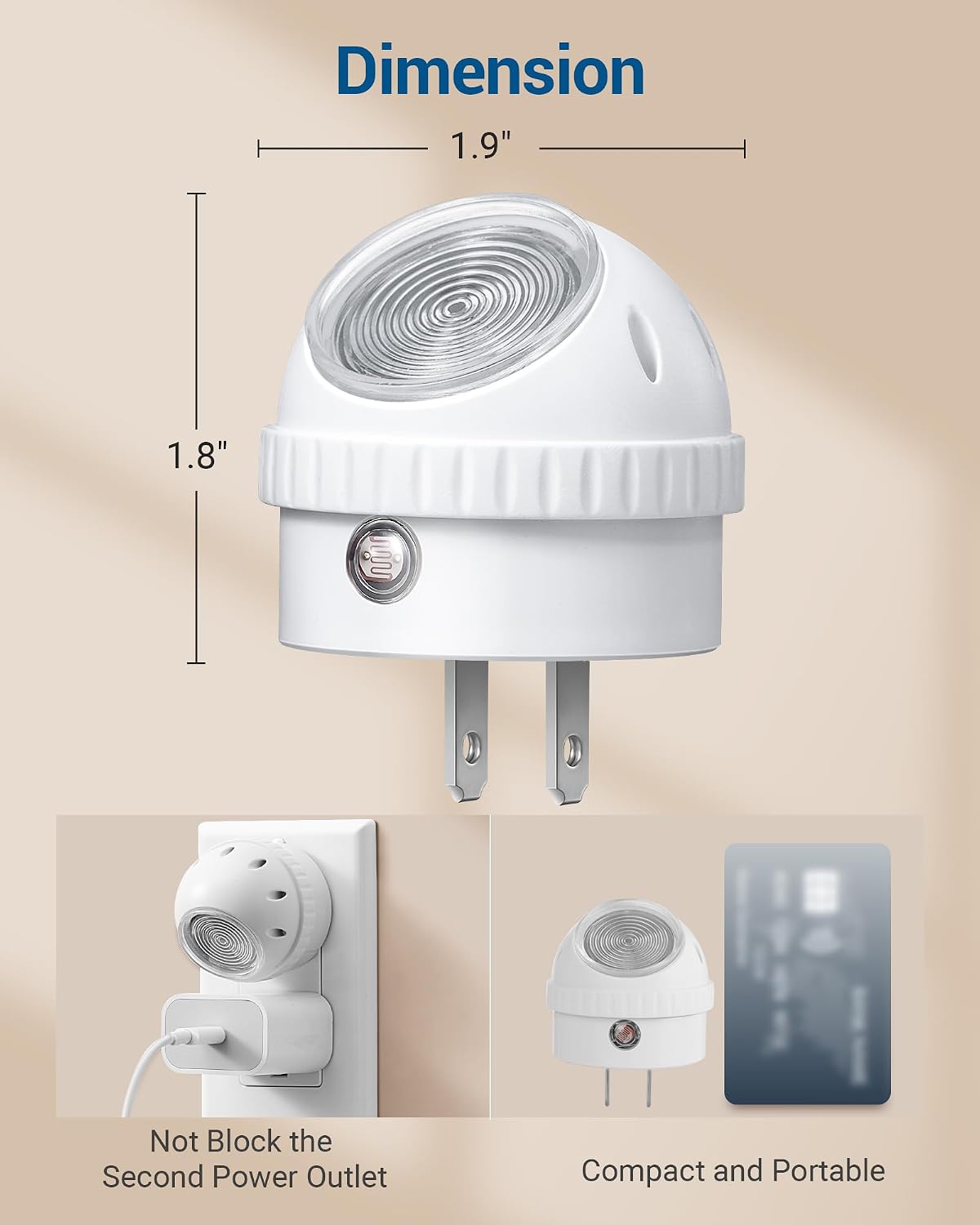 DEWENWILS Plug in Night Lights into Wall, Dusk to Dawn Sensor, 360° Rotating, Directional LED Nightlights for Kids, Nursy, Hallway, Bathroom, Bedroom