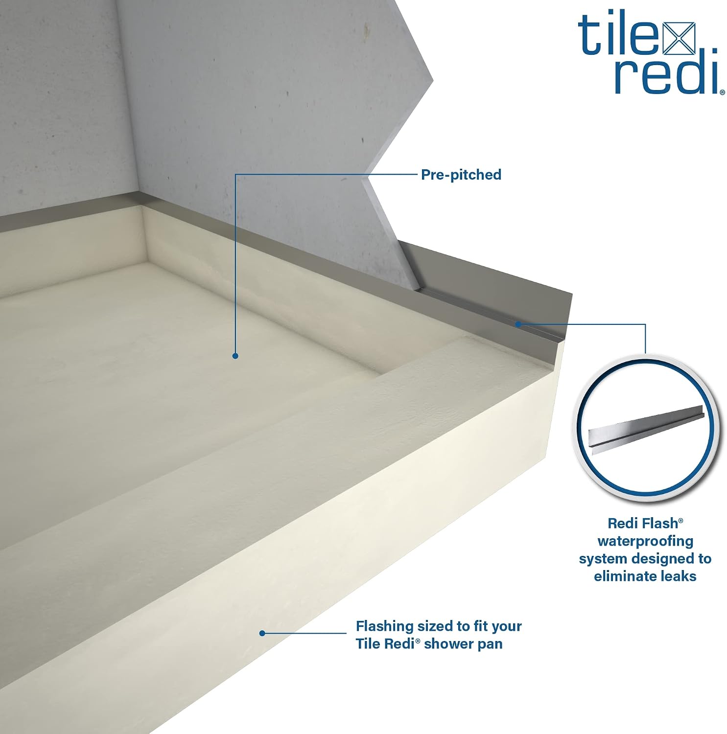 Tile Redi USA TRZF3054-BI Shower Flashing, Fits 30-Inch D x 54-Inch W Pans, Silver