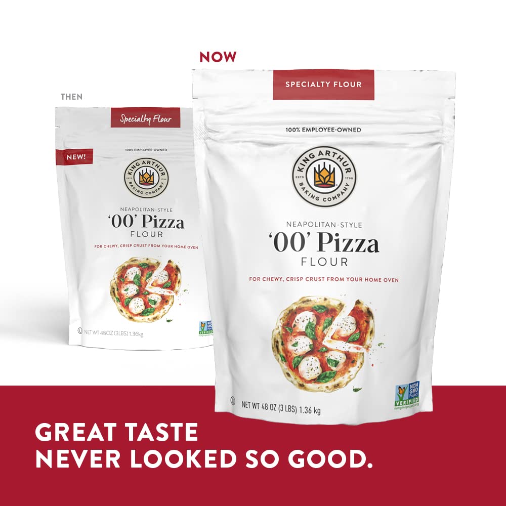King Arthur 00 Pizza Flour, Non-GMO Project Verified, 100% American Grown Wheat, 3 lb Bag