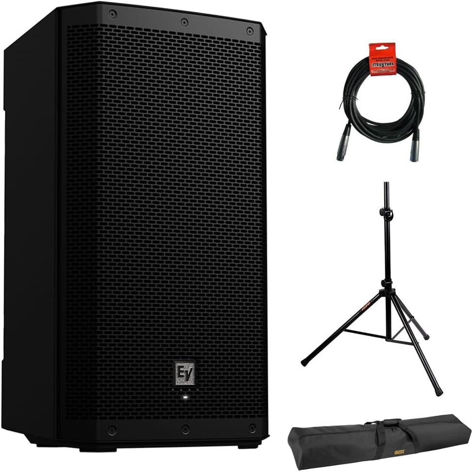 Electro-Voice ZLX-12P-G2 12"" 2-Way 1000W Bluetooth-Enabled Powered Loudspeaker (Black) Bundle with Auray SS-4420 Steel Speaker Stand