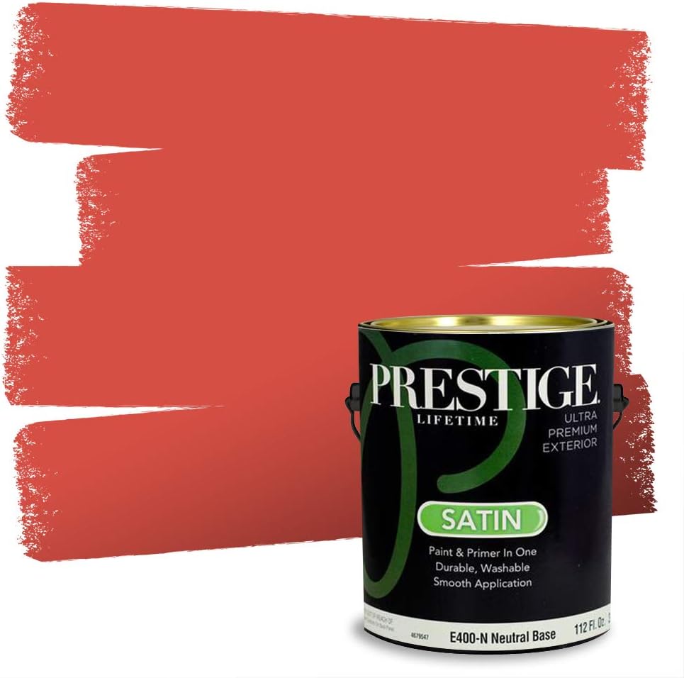 PRESTIGE Paints Exterior Paint and Primer In One, 1-Gallon, Satin, Comparable Match of Sherwin Williams* Real Red*