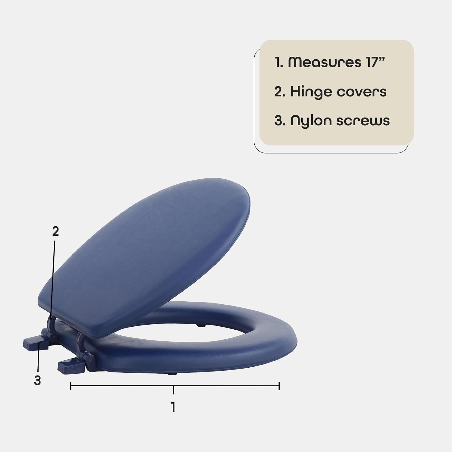 Soft Elongated Vinyl Toilet Seat, Black - 19 Inch Soft Vinyl Cover with Comfort Foam Cushioning - Fits All Elongated Size Fixtures - Easy to Install Fantasia by Achim Home Decor