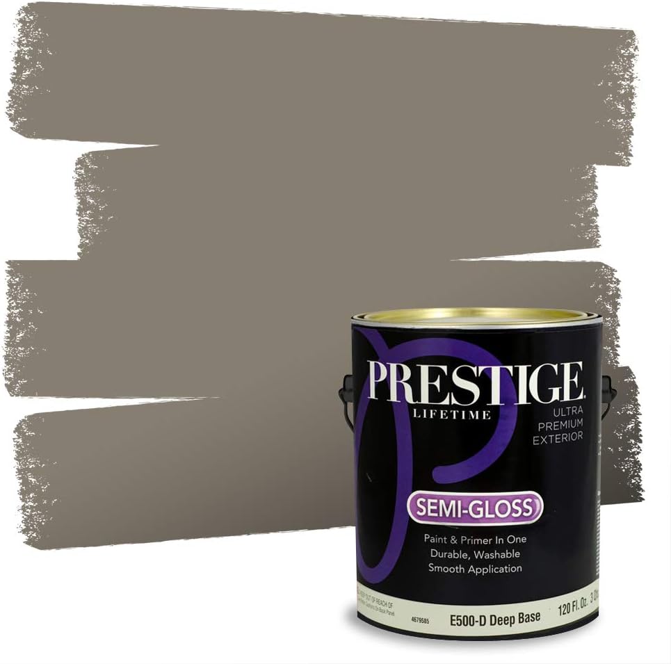 PRESTIGE Paints Exterior Paint and Primer In One, 1-Gallon, Flat, Comparable Match of Sherwin Williams* Grizzle Gray*