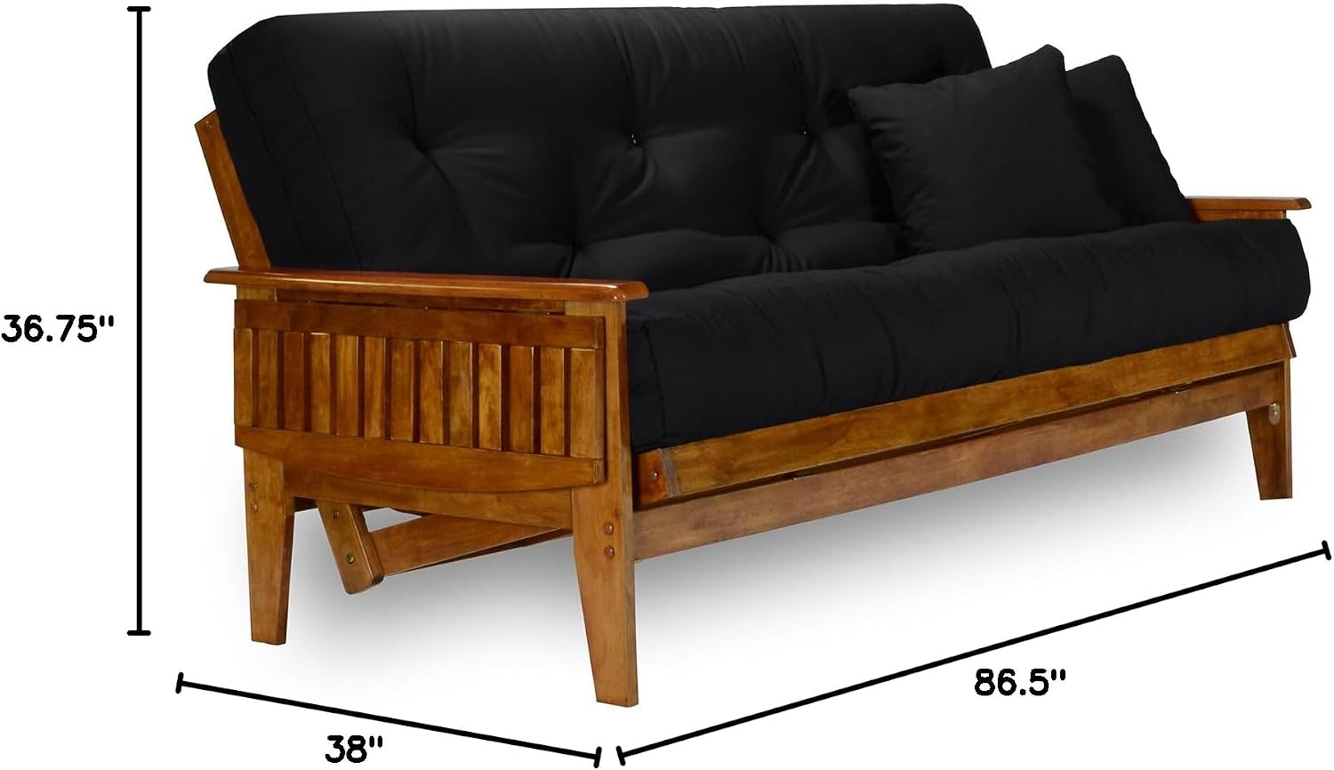 Eastridge Futon Set - Full Size, Frame, 8" Mattress, Twill Black Cover