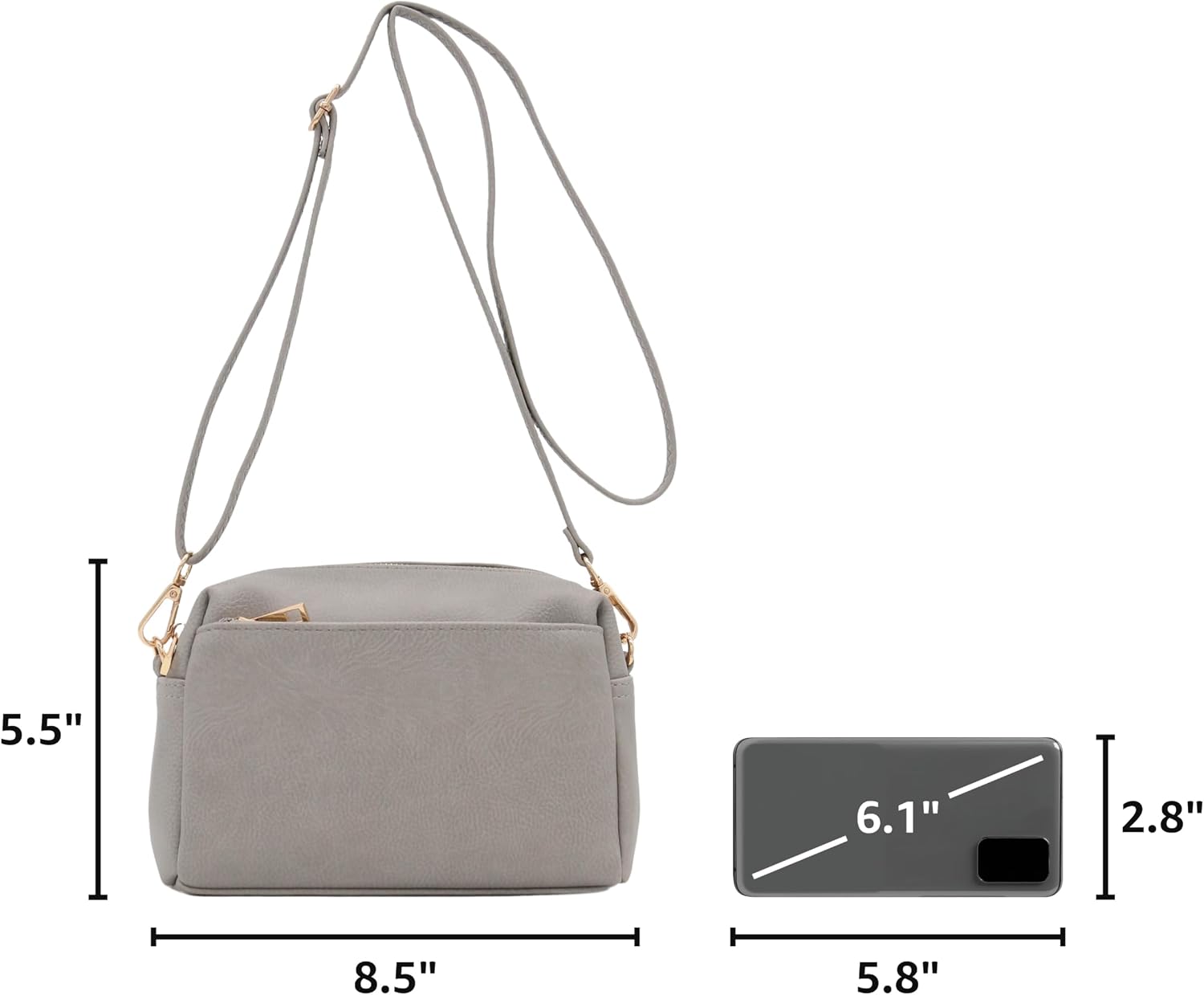Triple Zip Small Crossbody Bag