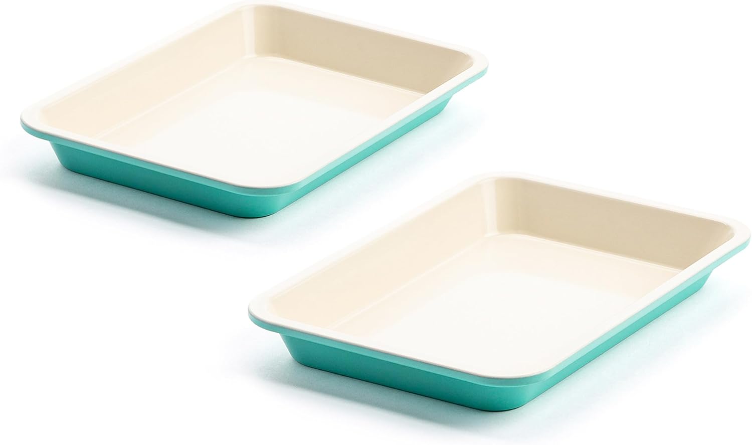 GreenLife 13" x 9" Quarter Sheet Baking Pans, 2 Piece Bakeware Set, PFAS-Free Ceramic Nonstick Rectangular Cookie Trays, Oven Safe to 450°F