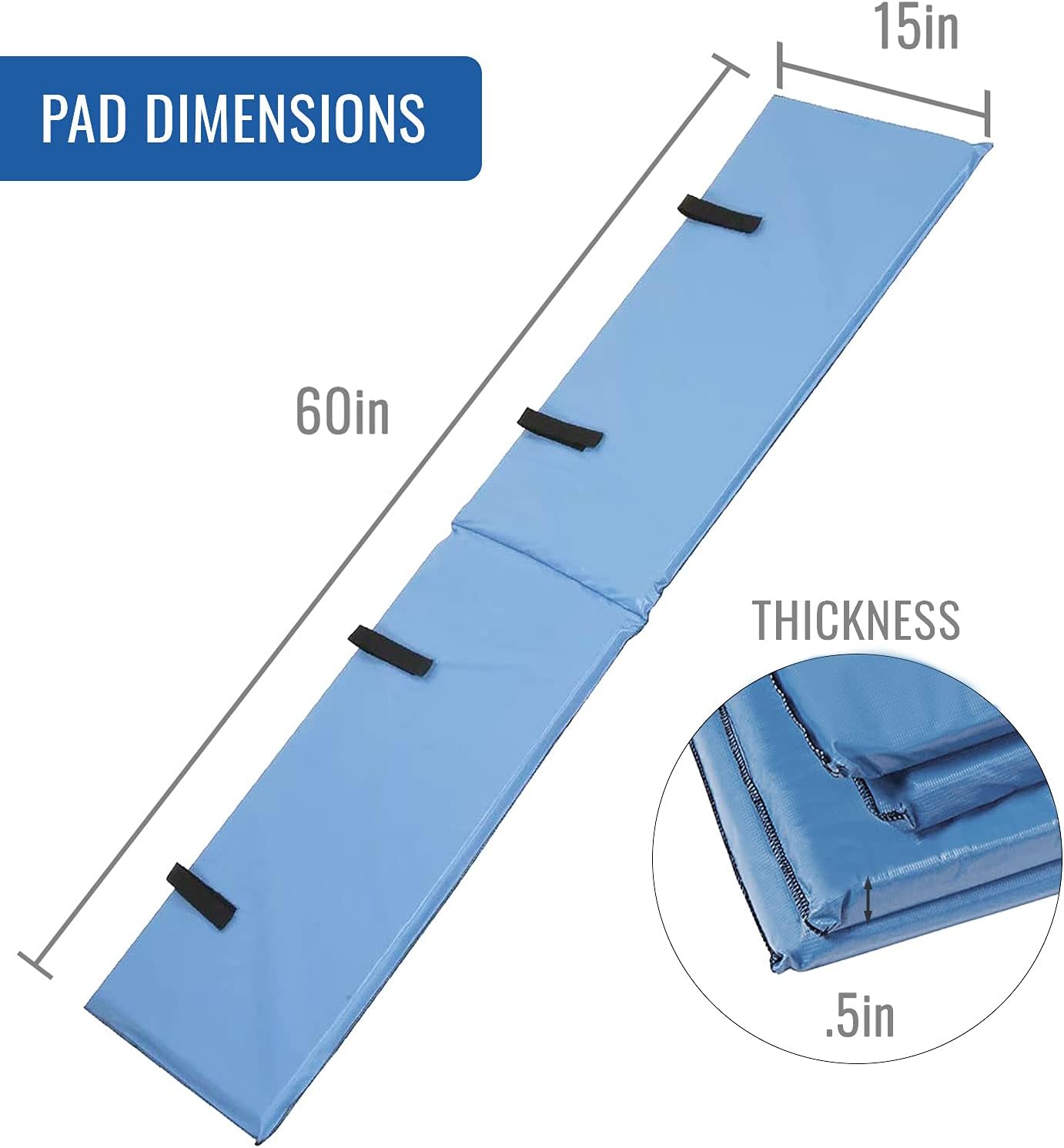 DMI Bed Rail Cover, Bed Rail Padding and Bed Bumper Pad for Elderly, Disabled or Handicapped, Rails Not included, Padded Cover Only, Blue