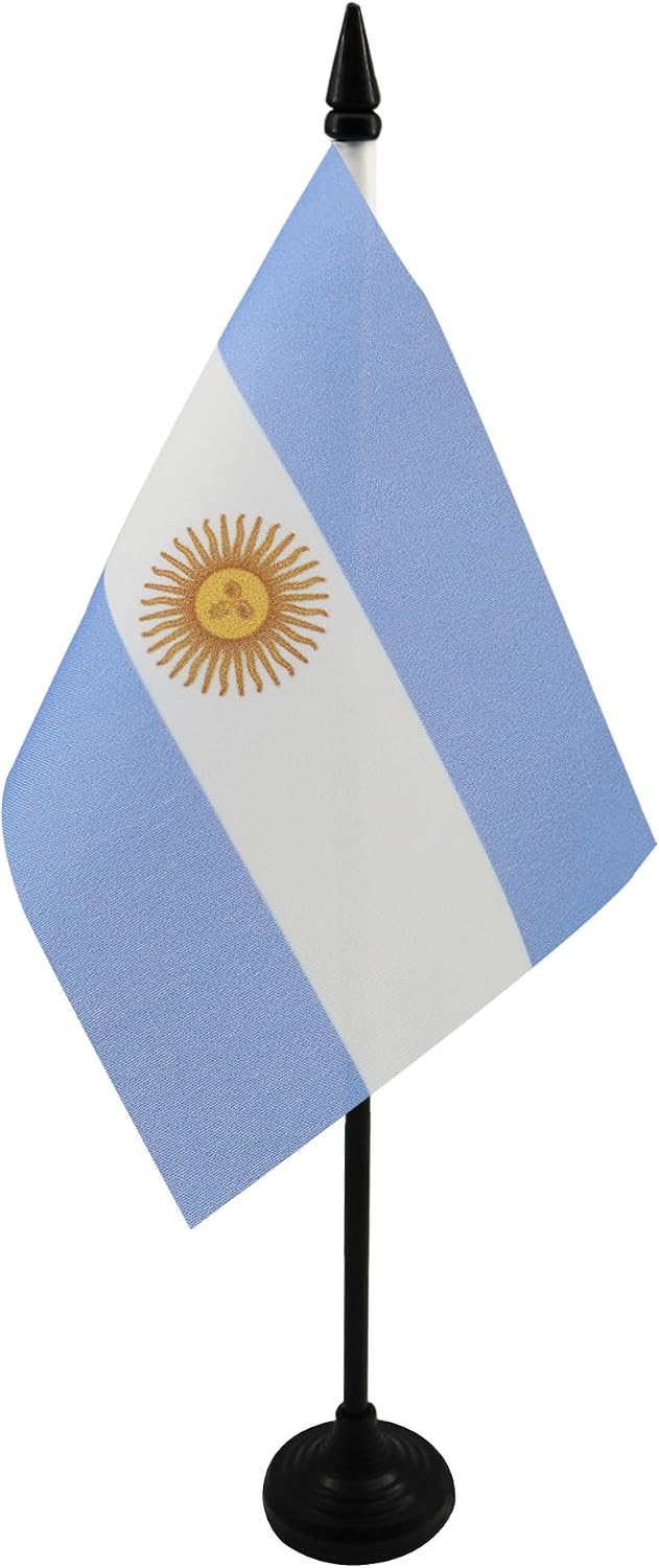 AZ FLAG Nicaragua Table Flag 4x6 in 100D Polyester Plastic Base | Indoor use Nicaraguan 15x10 cm desk flag stitched finish with reinforced edges with plastic pole