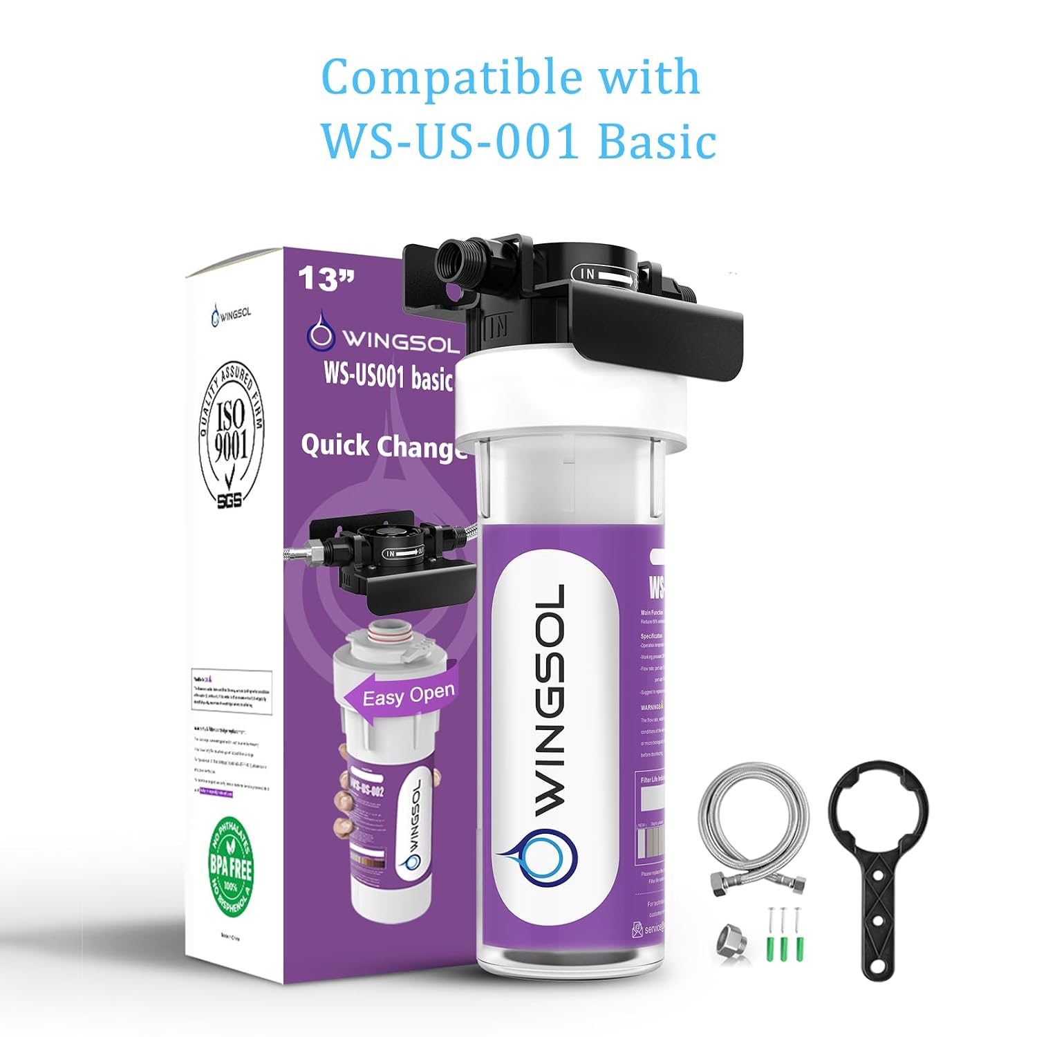 WINGSOL Basic Replacement Filter Cartridge for Under Sink Water Filter Compatibel with: WS-US-001 Advanced, WS-US-001 Basic, WS-US-001 Advanced (F)