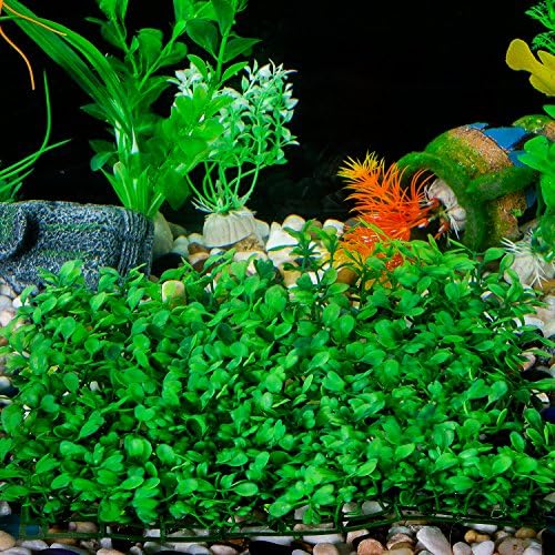 SLSON Aquarium Decorations Grass Artificial Plastic Lawn 9 inches Square Landscape Green Plants for Saltwater Freshwater Tropical Fish Tank Decoration