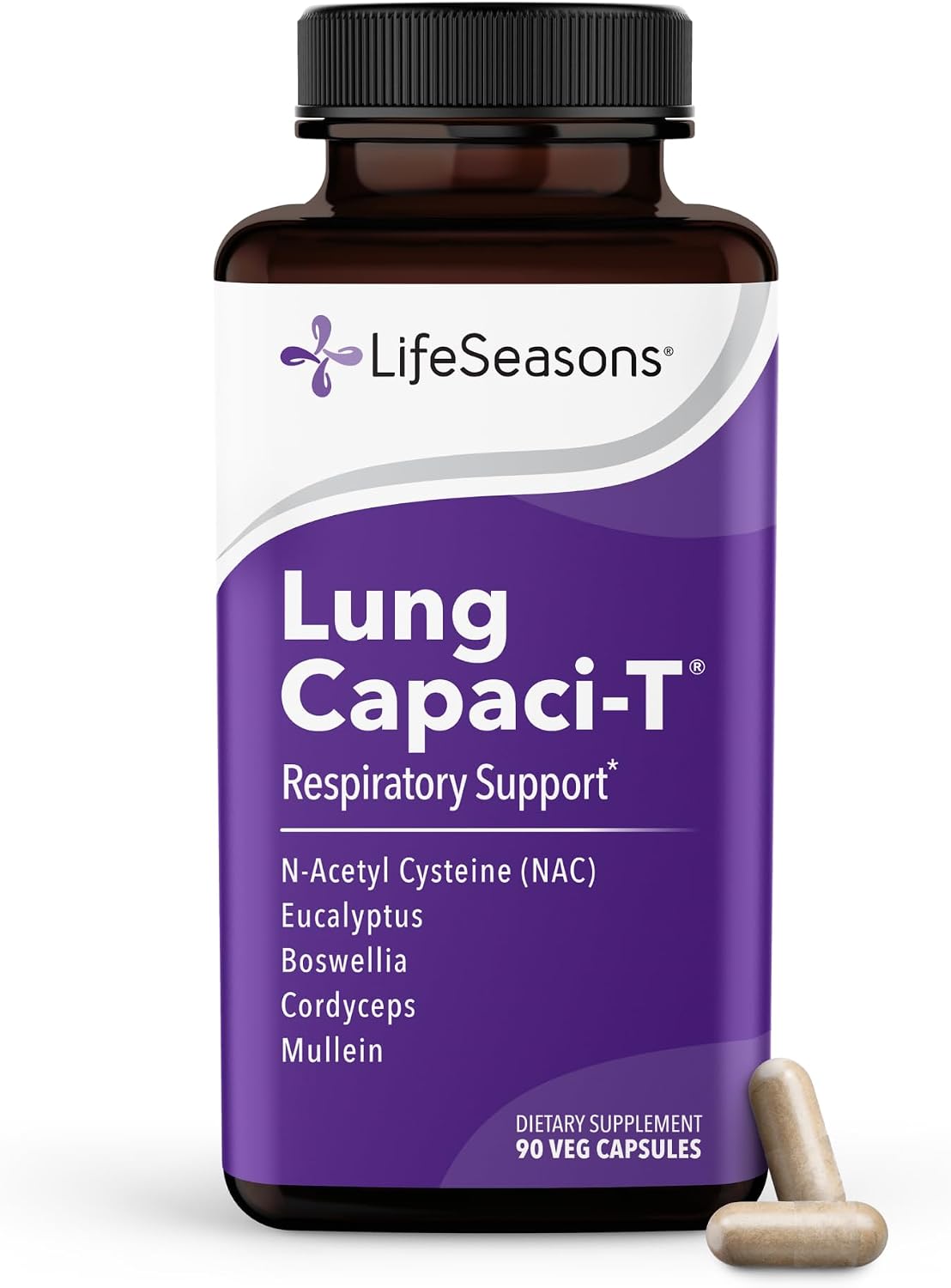 Lung Capaci-T - Respiratory Support Supplement - CoQ10, N-Acetyl Cysteine, Boswellia, Eucalyptus, Mullein, Green Tea