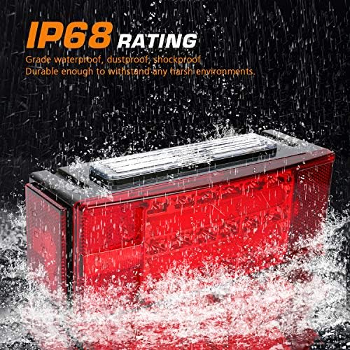 New Submersible LED Trailer Light Kit, Super Bright Brake Stop Turn Tail License Lights for Camper Truck RV Boat Snowmobile Over 80" Inches