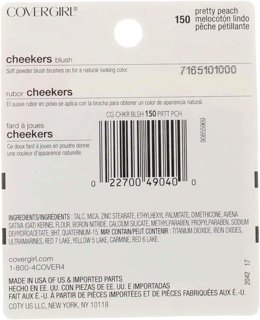 CoverGirl Cheekers Blush, # 150 Pretty Peach, 0.12 Ounce