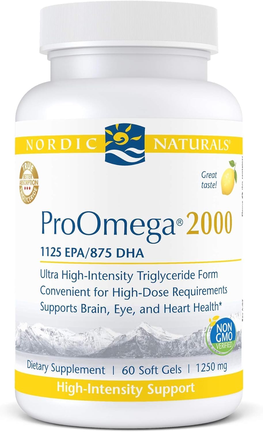 Nordic Naturals ProOmega-3, 2150 mg, EPA & DHA Fish Oil, Lemon - 120 Count | Ultra high-potency EPA & DHA fish oil supports brain, heart, eye & immune health. 2150 mg omega-3. Non-GMO. 60 servings