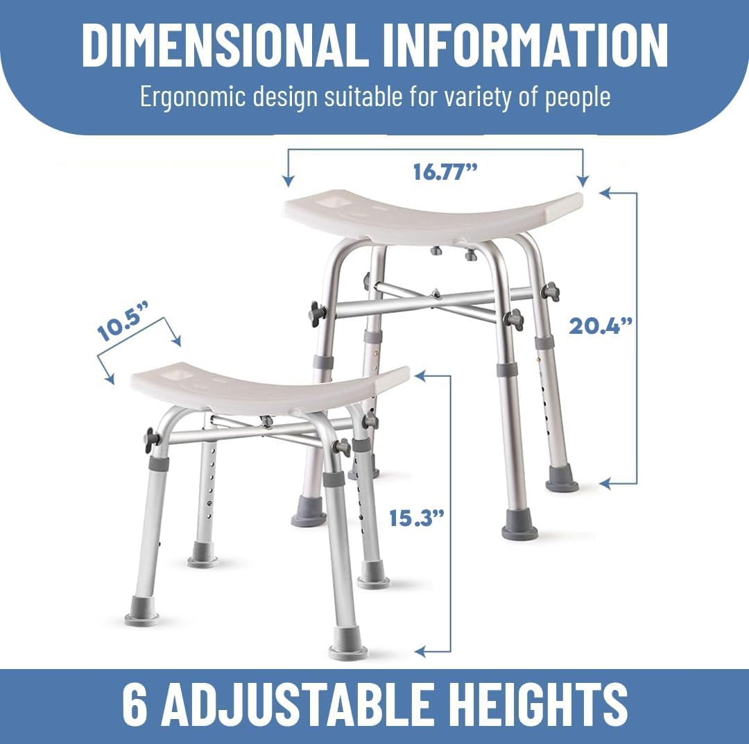 Dr Kays Shower Chair for Inside Shower, Bathroom Seat with Crossbars