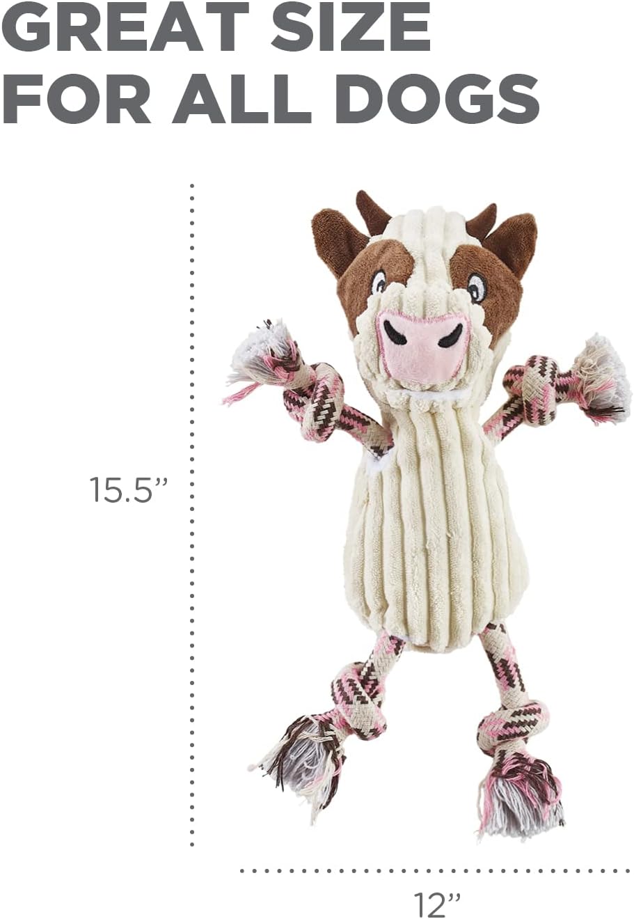 Outward Hound by Charming Pet Ranch Roperz Cow Plush Squeaky Dog Toy