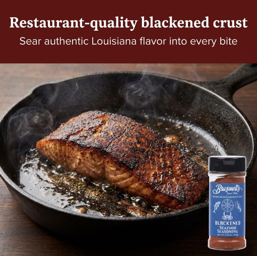 Braswell’s Select Blackened Seafood Seasoning – Small-Batch, Renowned Specialty, Made in USA, Since 1946 (5.25oz)