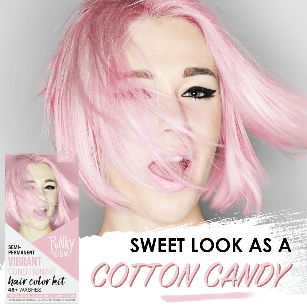Punky Colour Box Kit Cotton Candy Semi Permanent Hair Color - Vegan, Cruelty-Free Conditioning Hair Dye, Lasts Up to 35 Washes