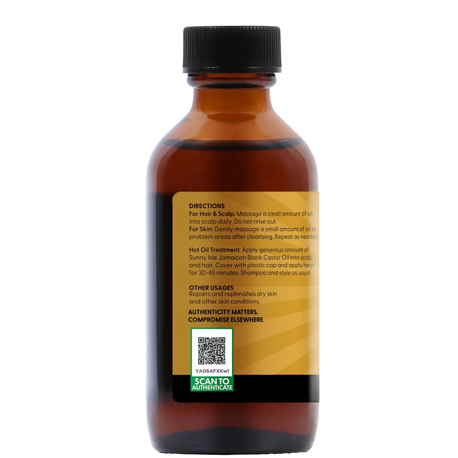 Sunny Isle Jamaican Black Castor Oil 4oz, Original, Authentic | Moisturizing JBCO for Hair Growth, Scalp Care, Edges, Eyebrows & Eyelashes, Conditioning for Dry Skin, Unscented