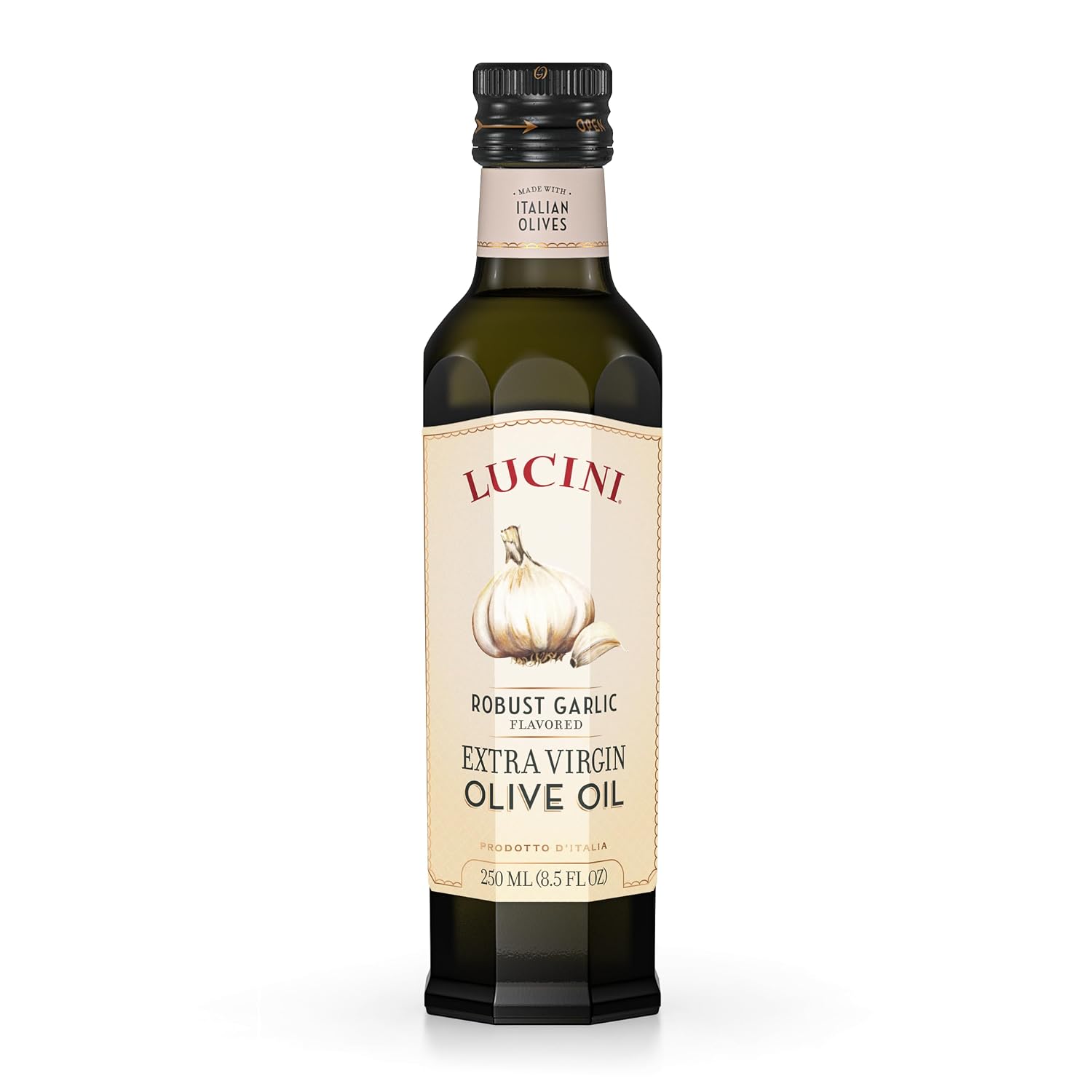Lucini Italia Delicate Lemon Extra Virgin Olive Oil - EVOO Infused with Fresh Lemon - Olive Oil for Marinade, Grilling, Roasting, Baking - Non-GMO Verified, Whole30 Approved, Kosher, 250mL