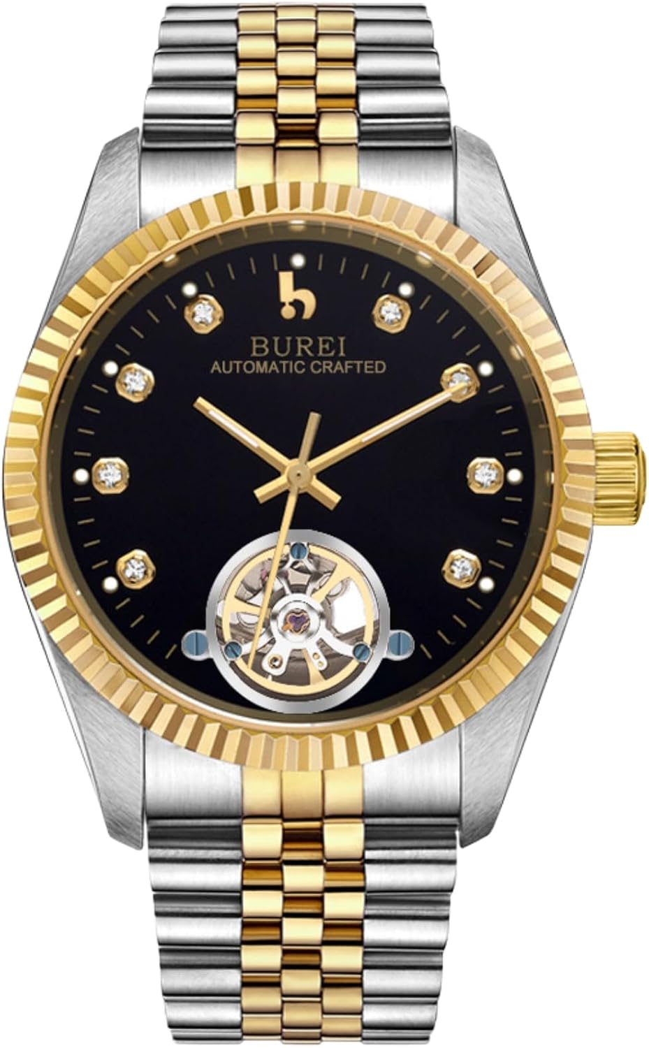 BUREI Men's Luxury Automatic Watch Fashion Waterproof Mechanical Watch, Adjustable Stainless Steel Two Tone Strap,Gift for Men