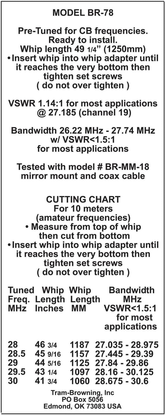 Browning BR-78 15,000-Watt High-Performance 25 MHz to 30 MHz Broad-Band Flat-Coil CB Antenna, 63 Inches Tall