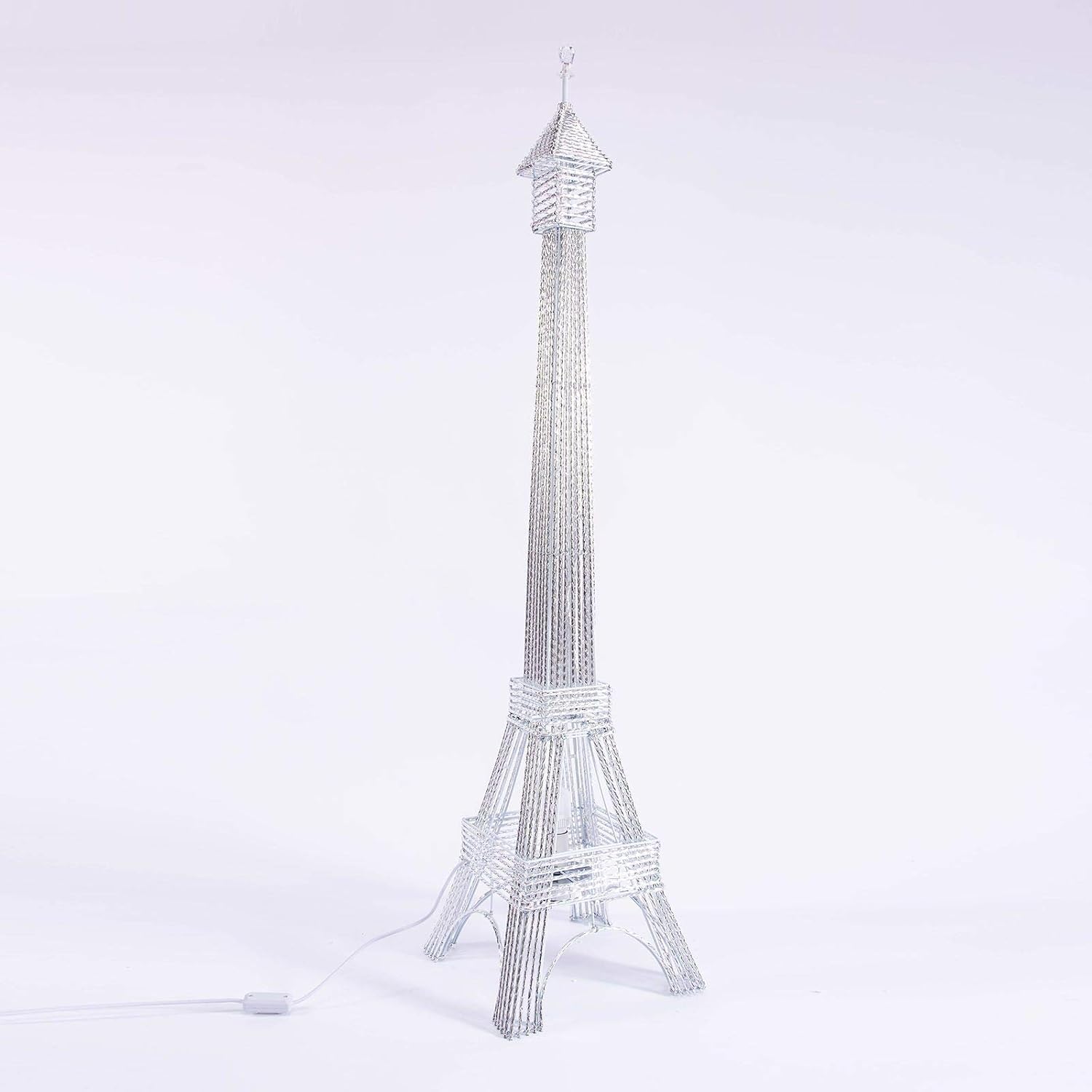 39-Inch Silver Metal Color Changing Eiffel Tower with 80 LED Lights - Wedding Party Home Decorations Supplies