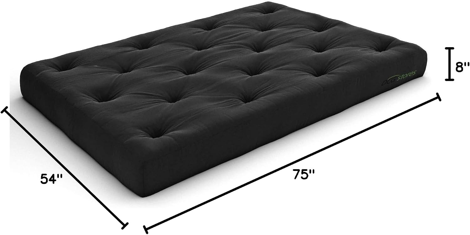 Nirvana Futons Plush, Comfortable 8-Inch Full Futon Mattress, Microfiber Fudge - Made in USA