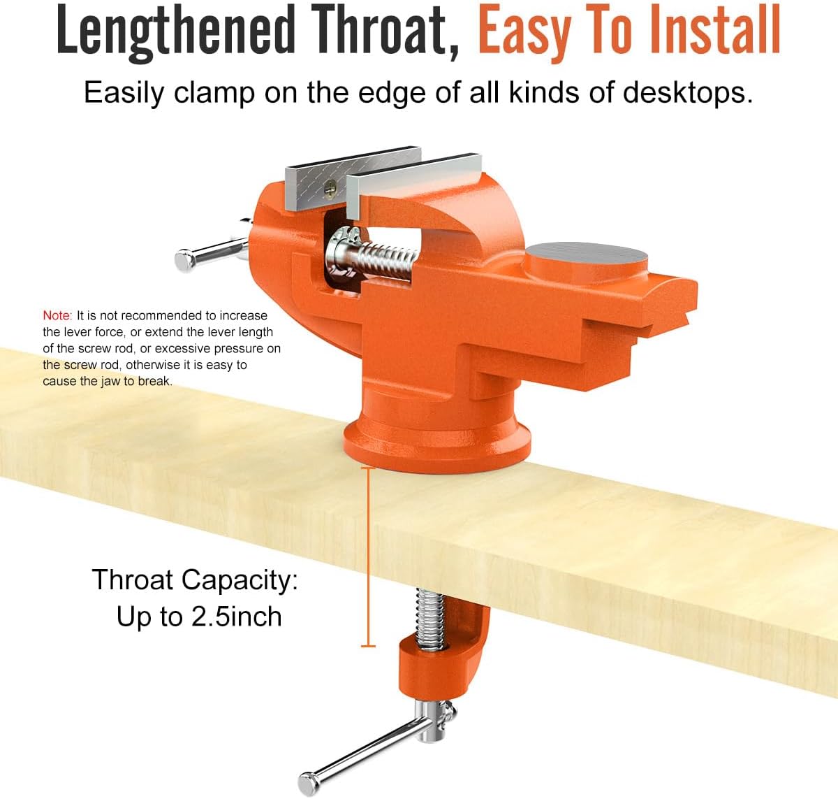 Housolution Universal Table Vise 3 Inch, 360°Swivel Base Bench Clamp