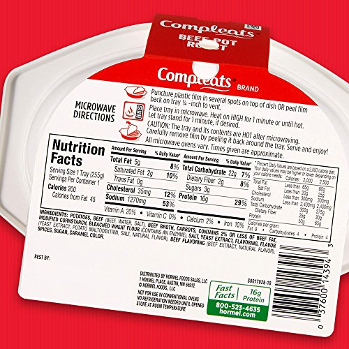 HORMEL COMPLEATS Beef Pot Roast Microwave Tray, 9 Ounces (Pack of 6)
