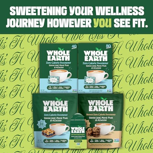 Whole Earth Sweetener Co. NATURE SWEET Stevia & Monk Fruit Sweetener, Erythritol Sweetener, Sweet Leaf Stevia Packets, Sugar Substitute, Natural Sweetener, 80 Count