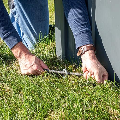 ShelterLogic ShelterAuger 4-Piece 30-Inch Reusable Heavy Duty Steel Earth Auger Anchor Kit with 4 Clamp-on Wire Tie-Downs for Anchoring Shelters, Canopies, and Instant Garages, Silver