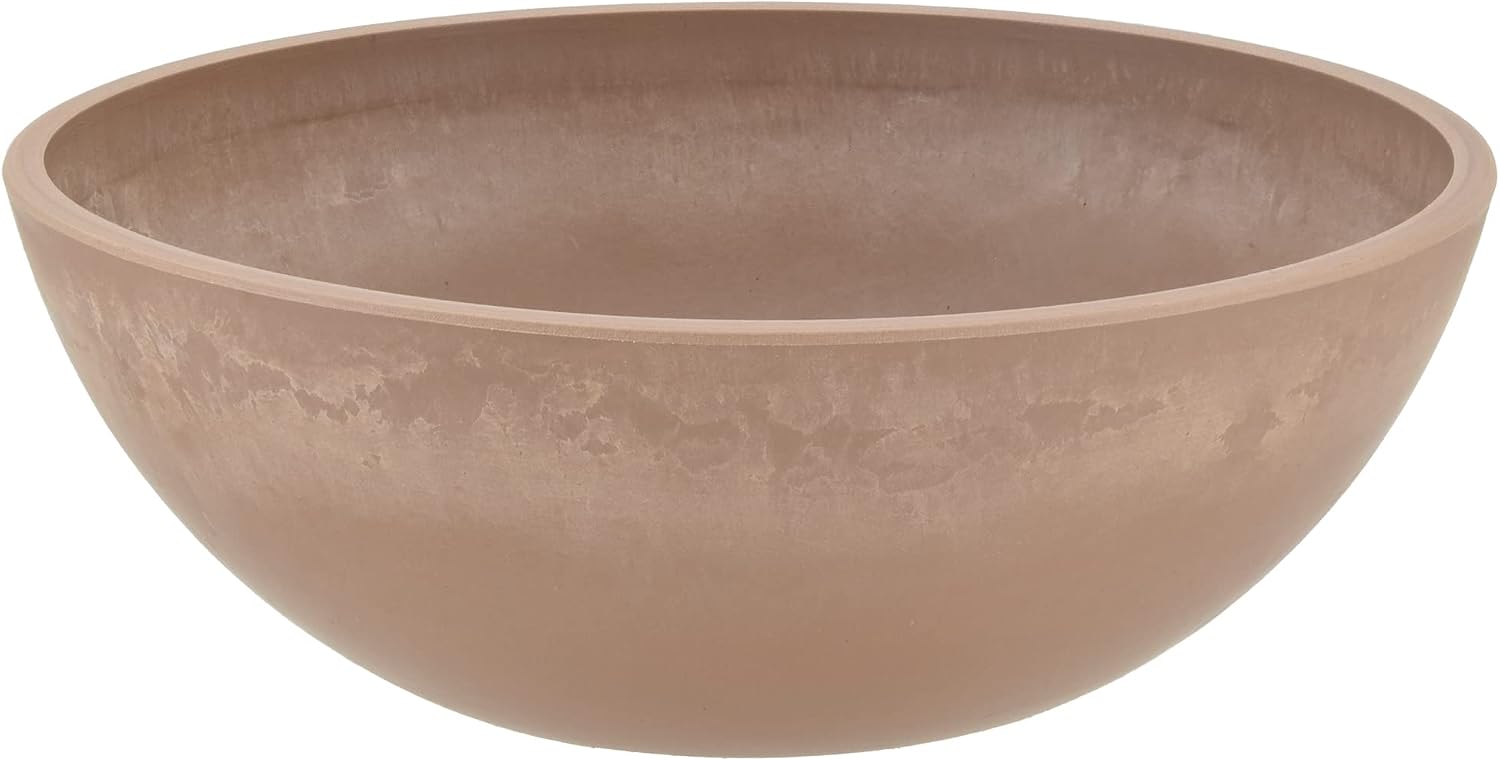 PSW Pot Collection M30DC 12-inch Plastic/Stone/Wood Composite Low Bowl Planter – No Drainage Hole (Drillable), Shallow Indoor/Outer Pot for Succulents, Bonsai, Fairy Gardens, Herbs, Dark Charcoal