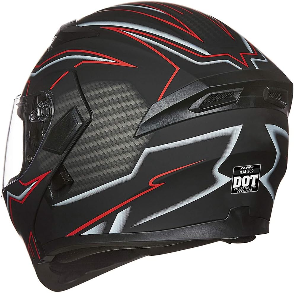 ILM Motorcycle Dual Visor Flip up Modular Full Face Helmet DOT Model 902/902L