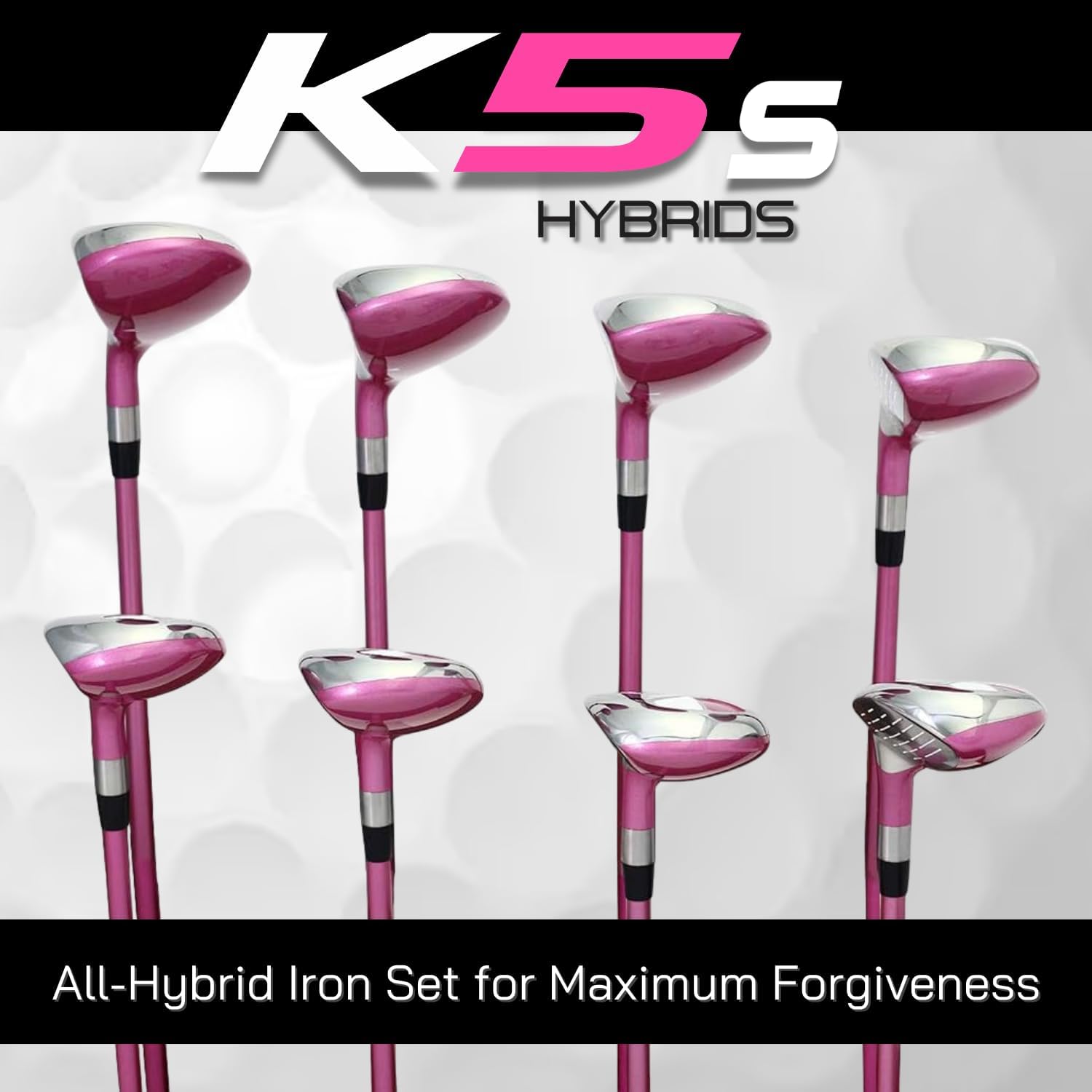 Majek Pink Senior Ladies Golf Hybrids Irons Set New Senior Women Best All True Hybrid Ultra Light Weight Forgiving Fuchsia Woman Complete Package