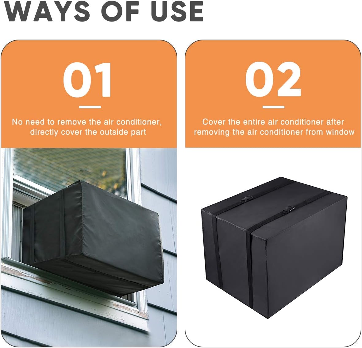 Luxiv Window AC Unit Cover Outdoor, Black Waterproof AC Cover 21X16X15 In