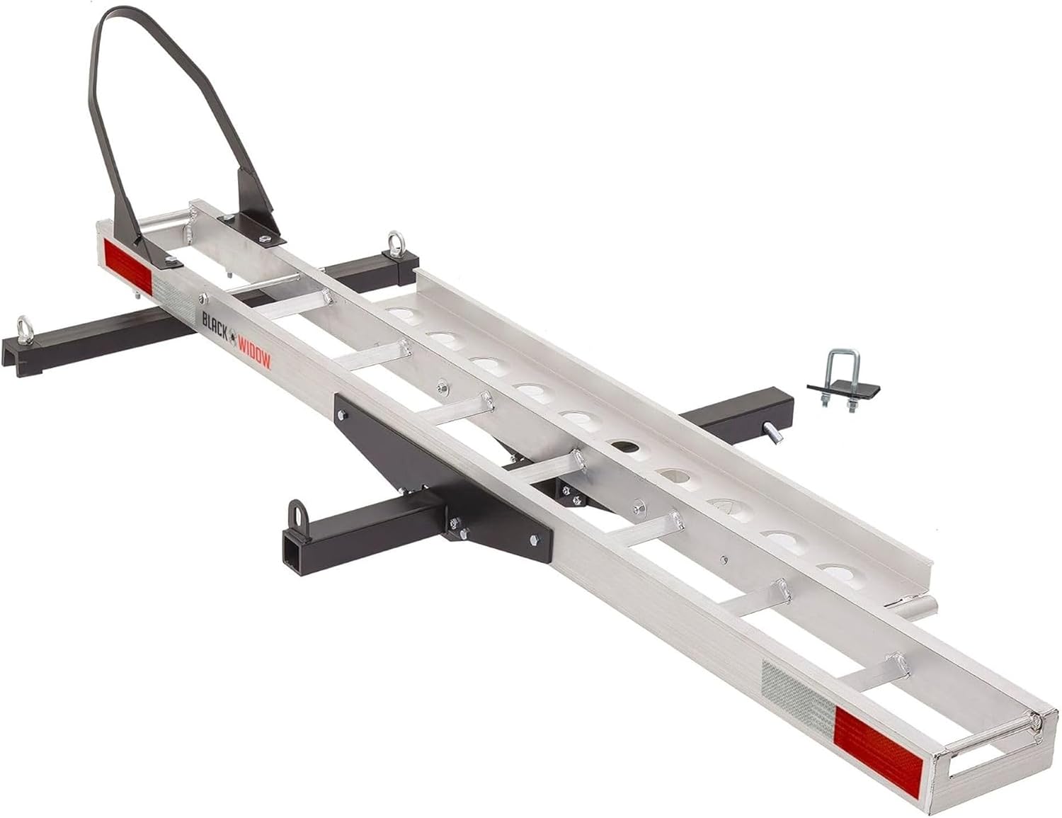 Black Widow Aluminum Dirt Bike Hitch Carrier with Ramp, 400 lb Capacity | Non-Folding Motorcycle, eBike & Fat Tire Bike Hauler for Truck & SUV, Fits 2-Inch Class III/IV Hitch Receiver