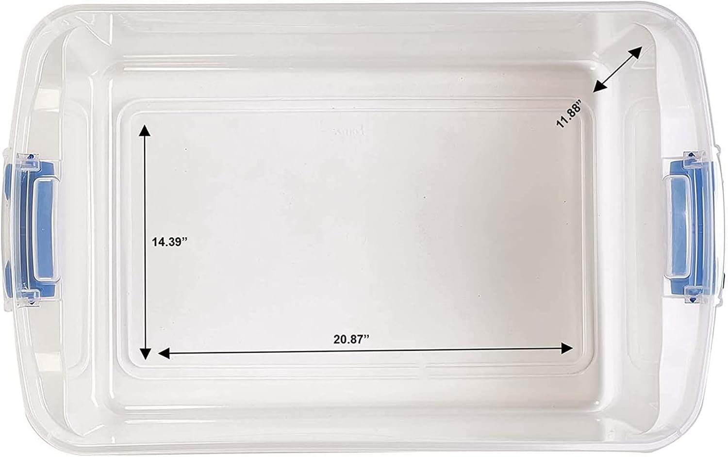 HOMZ Clear Plastic Storage Bins with Latching Lid, 15.5 Qt, Blue, 4 Pack | Stackable Container Set for Home, Office Shelves, Kitchen, Garage, and Bathroom Organization