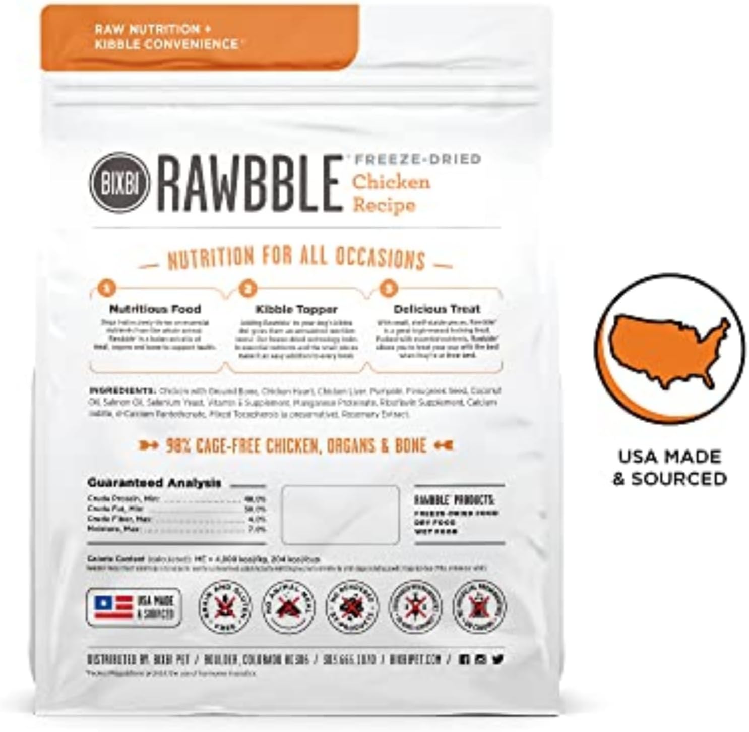 BIXBI Liberty Freeze-Dried Dog Food Topper & Treats, Beef – 98% Meat & Organs, No Refrigeration – USA Made, 26 oz
