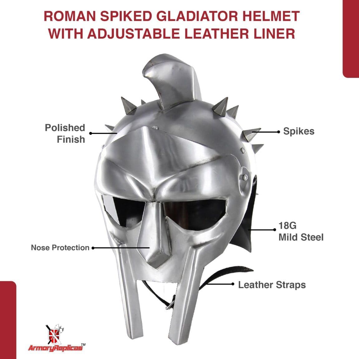 Armory Replicas Maximus Roman Gladiator Blackened 18g Helmet
