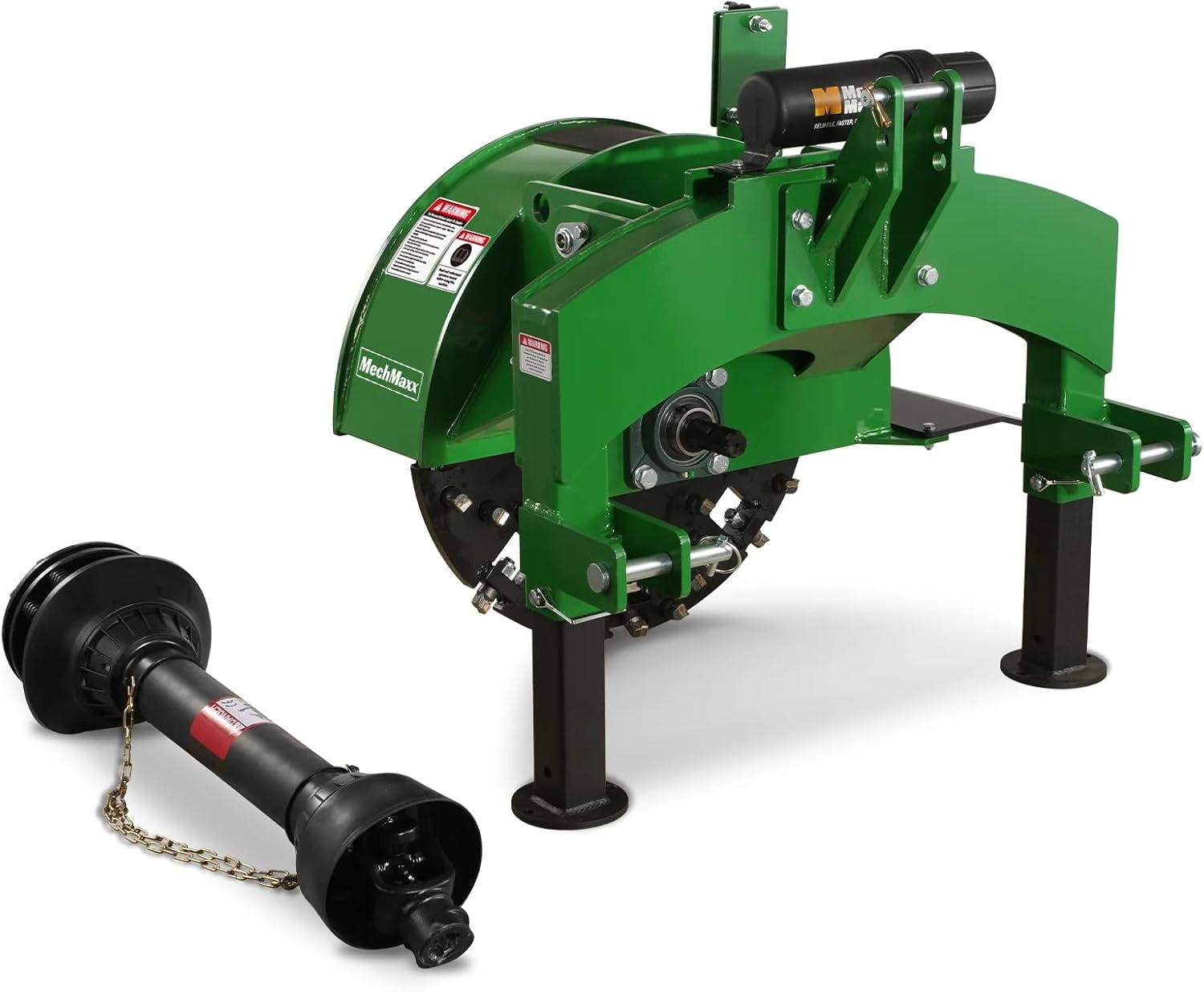 MechMaxx Heavy Duty 3-Point PTO Powered Stump Root Grinder For 15-45HP Tractors With 34 Carbide Teeth, 6'' Cutting Depth, 24'' Flywheel Diameter, Model SG24 Orange