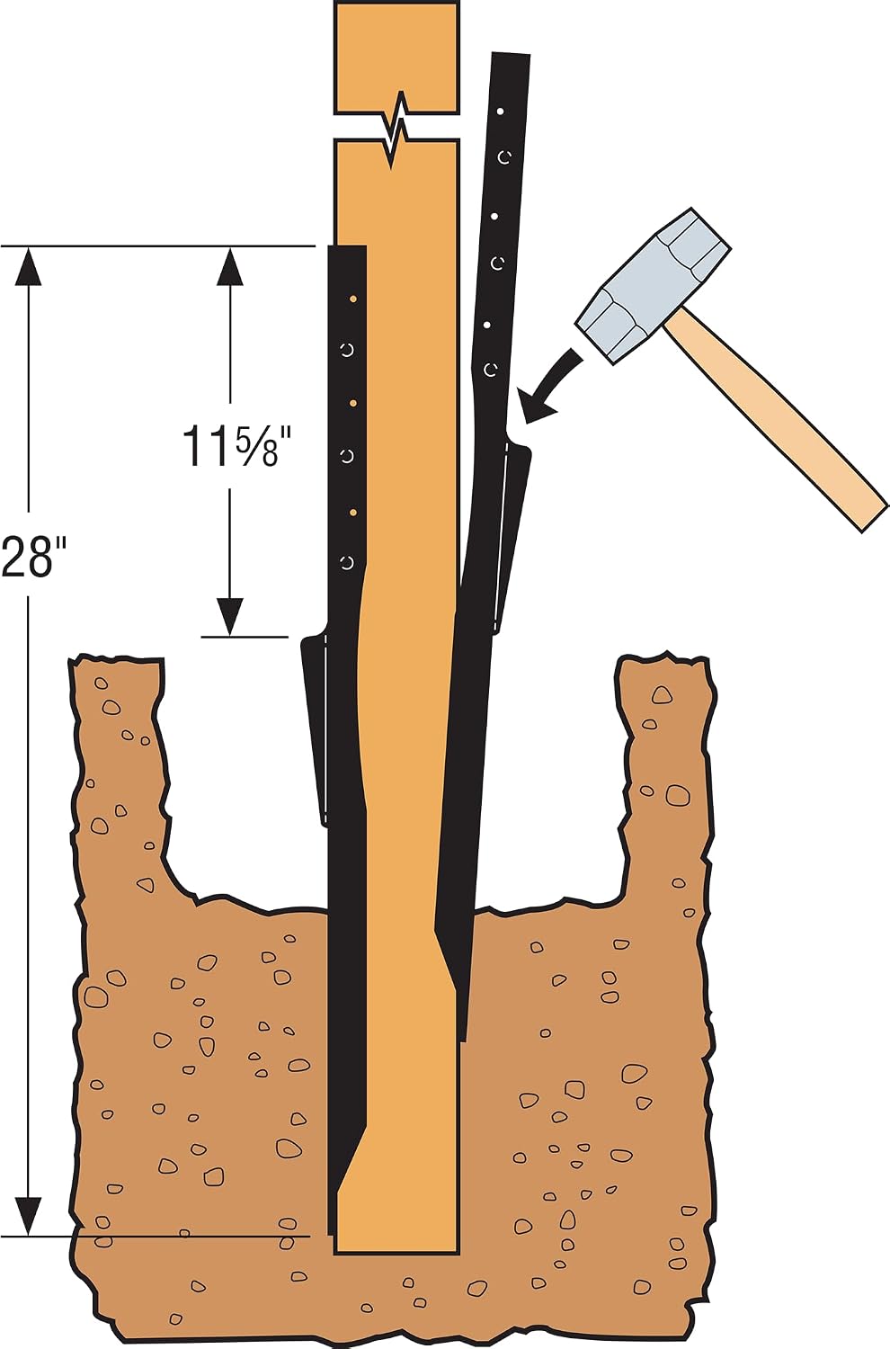 Simpson Strong-Tie FPBM44E E-Z Mender Fence Post Repair Bracket - for 4x4 Wood Post, 12-Gauge Steel Build, Black Powder Coating