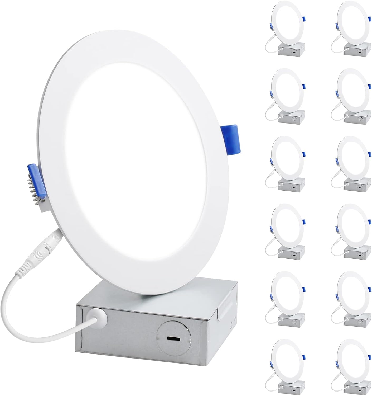 Lepro 6 Pack 6 Inch LED Recessed Ceiling Light with Junction Box, 5000 Kelvin Daylight Wafer Ultra-Thin, 1050 Lumen Dimmable Retrofit Downlight