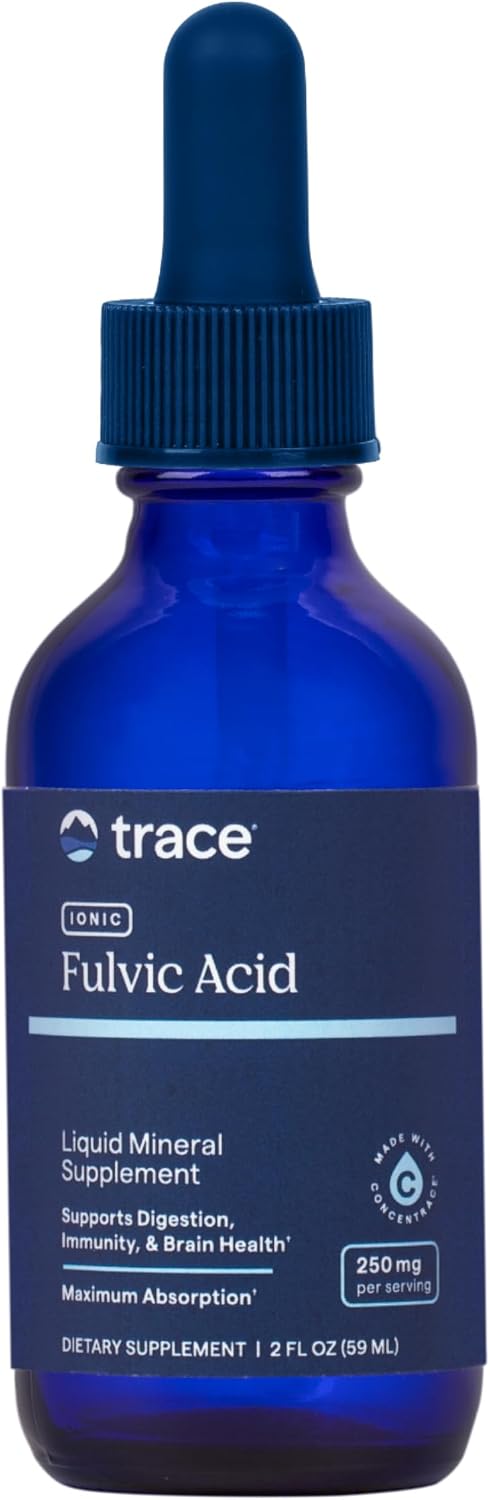 Trace Minerals Ionic Fulvic Acid Mineral Drops, 250mg, 2 fl oz, 59 Servings | Full spectrum ionic trace minerals, concentrated fulvic acid solution