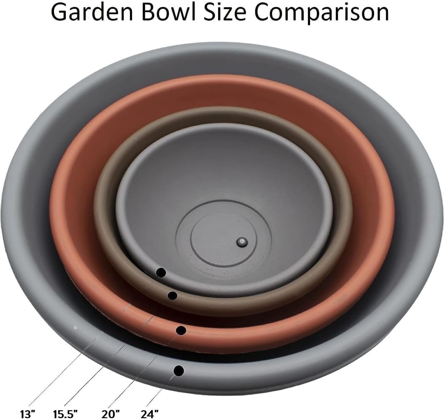 The HC Companies Shallow Planter with Drainage - Contemporary Garden Bowl Planter for Flowers, Herbs & More - Round Succulent Planter Pot for Indoors and Outdoors (20" Clay, Pack of 1)