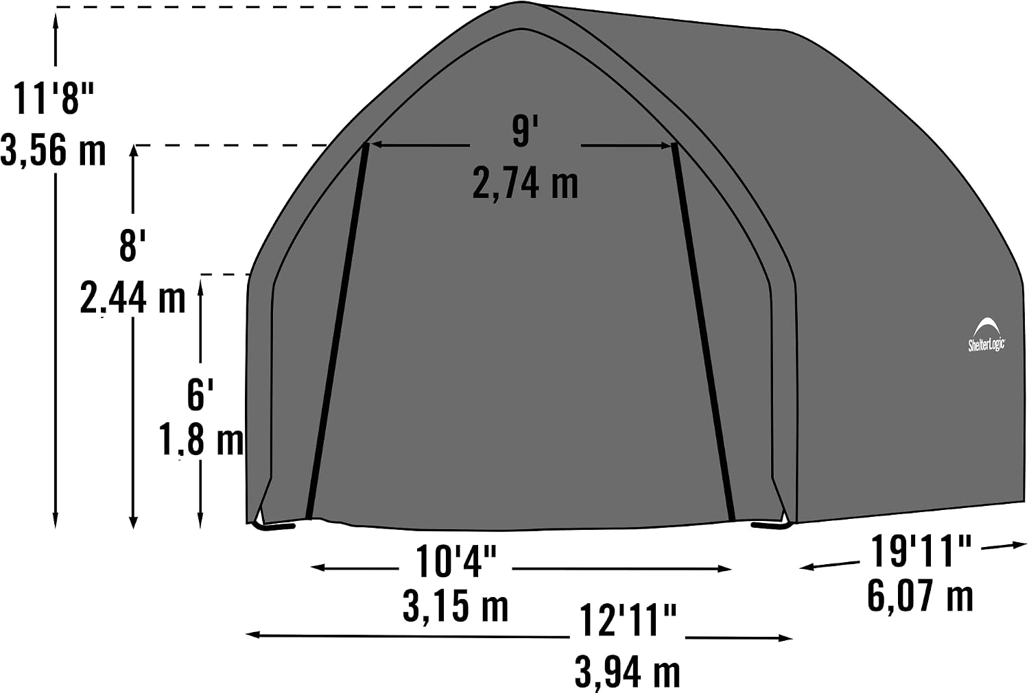 ShelterLogic Garage-in-a-Box Portable Outdoor Garage for SUV and Full-Size Trucks, All-Season Car Canopy Carport with Alpine Style Roof