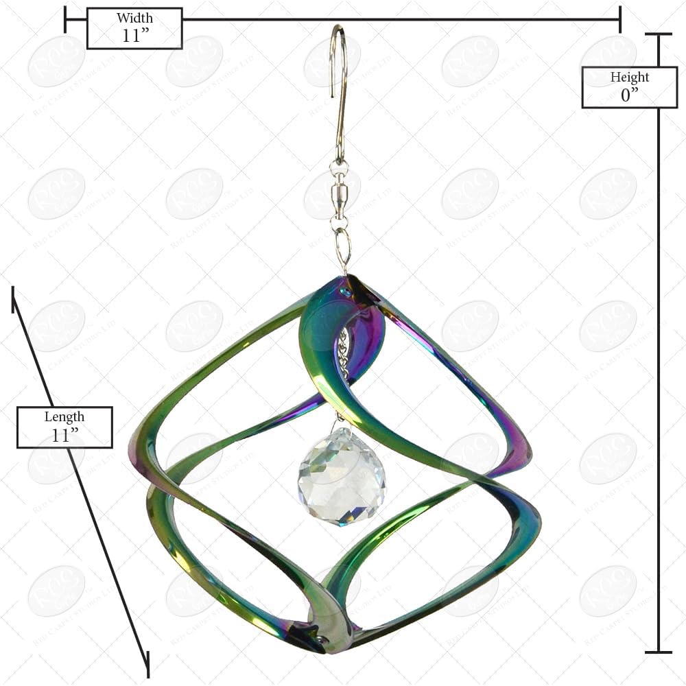 Red Carpet Studios The Original Cosmix Helix Wind Spinner Indoor/Outdoor Hanging Art, 11" Tall, Copper with Blue Planet