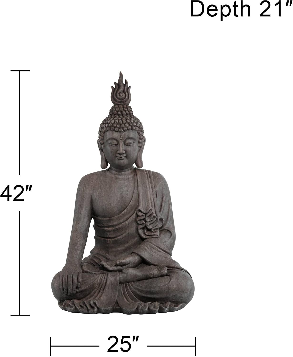 John Timberland Sitting Buddha 29 1/2" High Sandstone Outdoor Statue | Sculpture Zen Asian Japanese Garden Decor Front Porch Patio Yard Outside Home Balcony House Exterior Weathered Light Finish