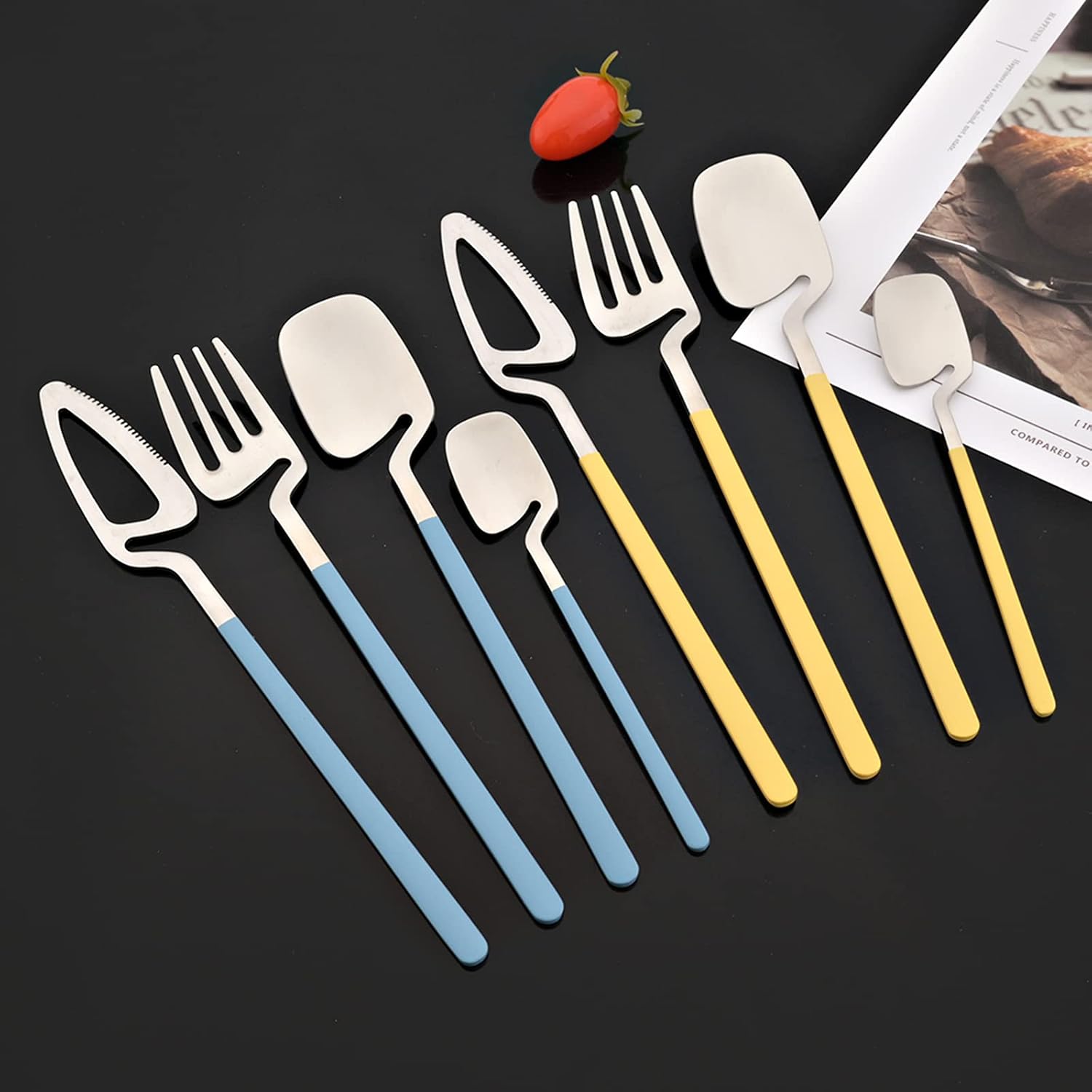 JASHII Silverware Set Satin Finish 24-Piece Stainless Steel Flatware Set Kitchen Utensil Set Service for 6 Tableware Cutlery Set Dishwasher Safe